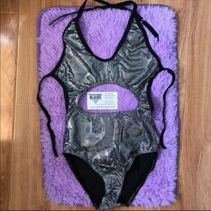 Mi gente high waisted holographic body suit medium